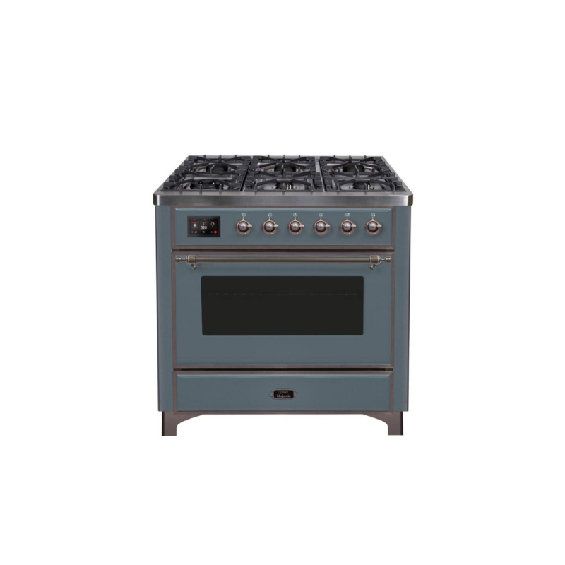 ILVE 36 Inch Majestic II Series Dual Fuel Natural Gas Range with 6 Burners and Griddle with 3.5 cu. ft. Oven Capacity TFT Oven Control Display - UM09FDNS3