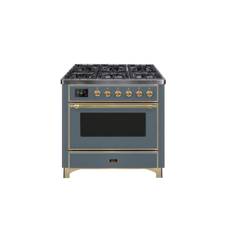 ILVE 36 Inch Majestic II Series Dual Fuel Natural Gas Range with 6 Burners and Griddle with 3.5 cu. ft. Oven Capacity TFT Oven Control Display - UM09FDNS3