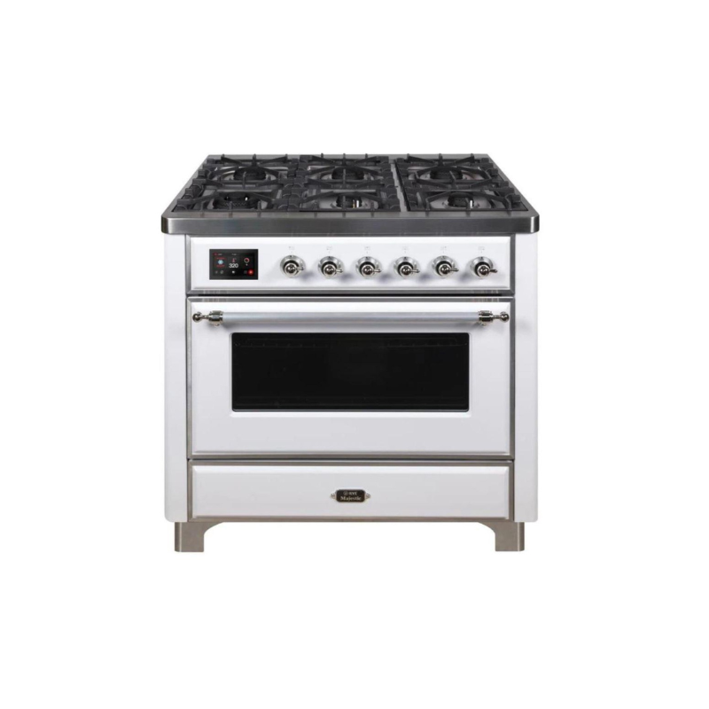 ILVE 36 Inch Majestic II Series Dual Fuel Natural Gas Range with 6 Burners and Griddle with 3.5 cu. ft. Oven Capacity TFT Oven Control Display (UM09FDNS3)