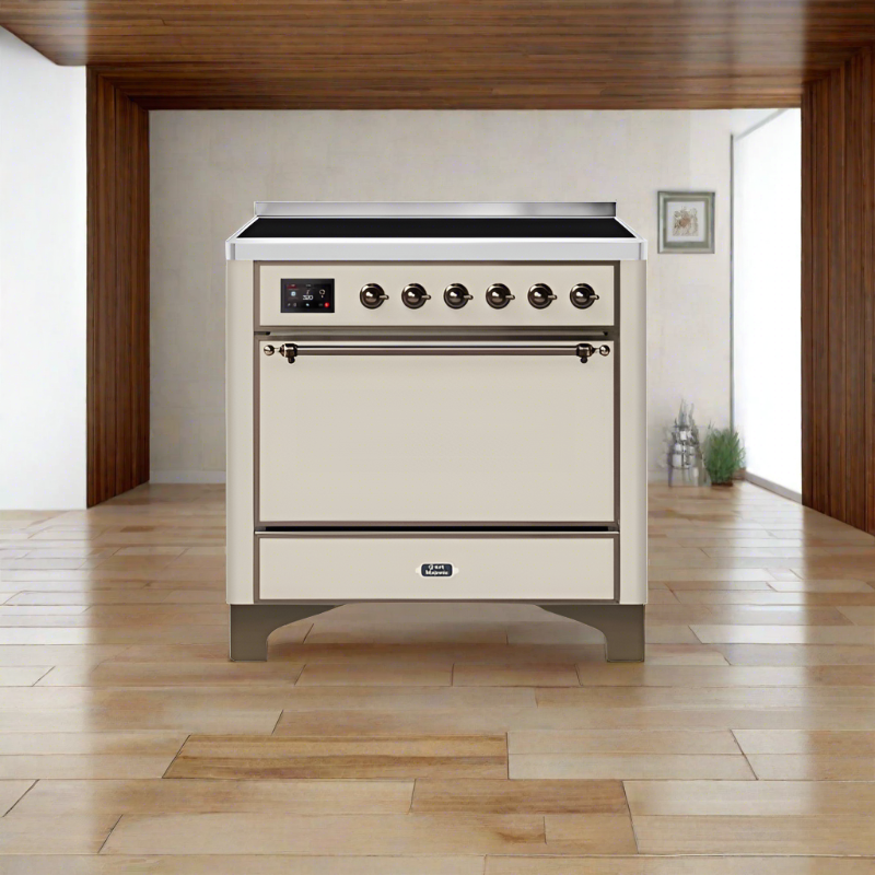 ILVE 36 Inch Majestic II Series Induction Range with 5 Elements 3.5 cu. ft. Oven Capacity TFT Oven Control Display Solid Door (UMI09QNS3)