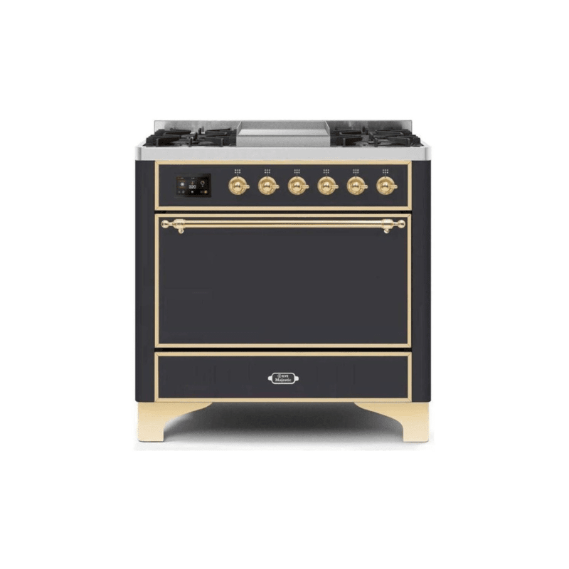 ILVE 36 Inch Majestic II Series Natural/ Propane Gas Burner and Electric Oven Range with 6 Sealed Burners - UM09FDQNS3