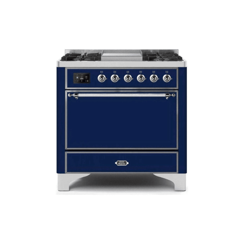 ILVE 36 Inch Majestic II Series Natural/ Propane Gas Burner and Electric Oven Range with 6 Sealed Burners - UM09FDQNS3