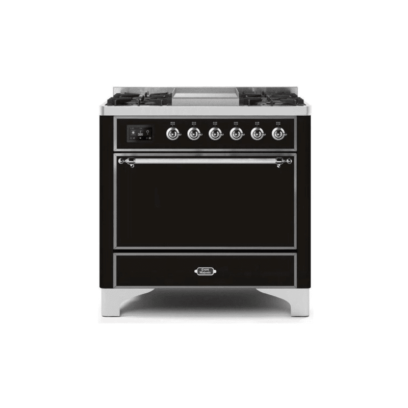 ILVE 36 Inch Majestic II Series Natural/ Propane Gas Burner and Electric Oven Range with 6 Sealed Burners - UM09FDQNS3