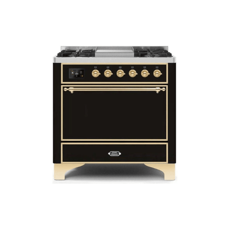 ILVE 36 Inch Majestic II Series Natural/ Propane Gas Burner and Electric Oven Range with 6 Sealed Burners - UM09FDQNS3