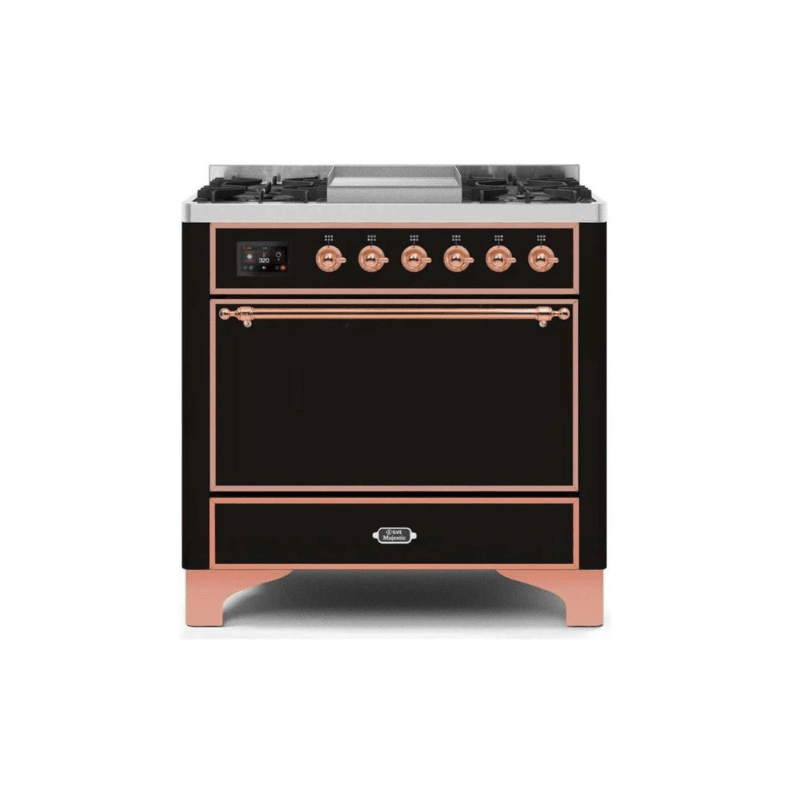 ILVE 36 Inch Majestic II Series Natural/ Propane Gas Burner and Electric Oven Range with 6 Sealed Burners - UM09FDQNS3