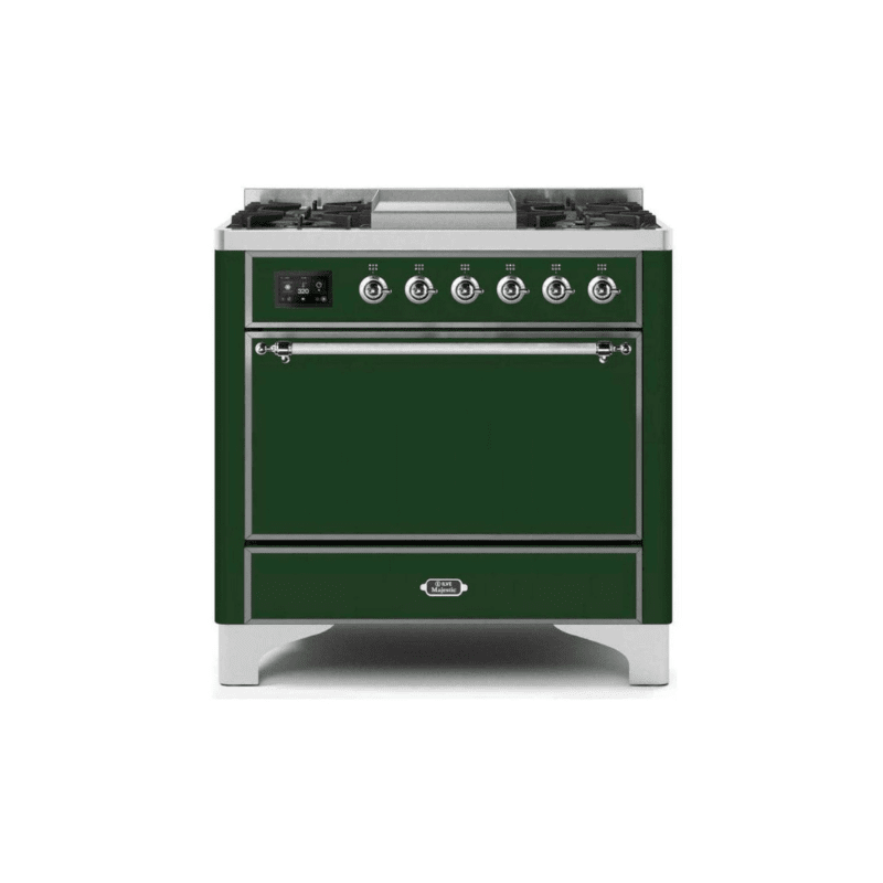 ILVE 36 Inch Majestic II Series Natural/ Propane Gas Burner and Electric Oven Range with 6 Sealed Burners - UM09FDQNS3