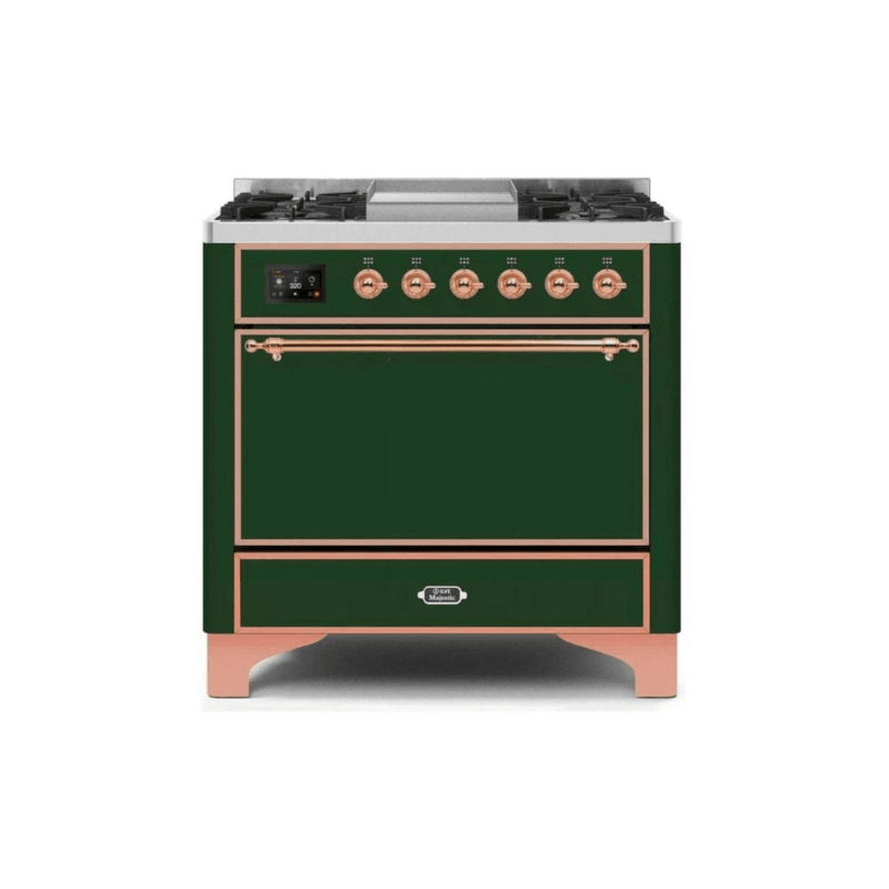 ILVE 36 Inch Majestic II Series Natural/ Propane Gas Burner and Electric Oven Range with 6 Sealed Burners - UM09FDQNS3