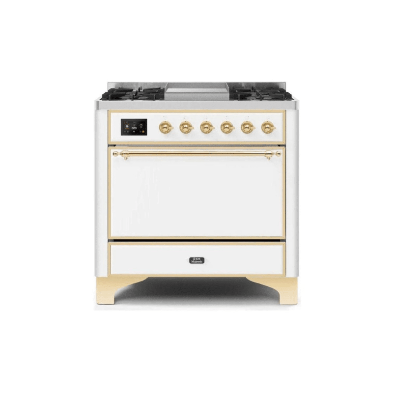 ILVE 36 Inch Majestic II Series Natural/ Propane Gas Burner and Electric Oven Range with 6 Sealed Burners - UM09FDQNS3