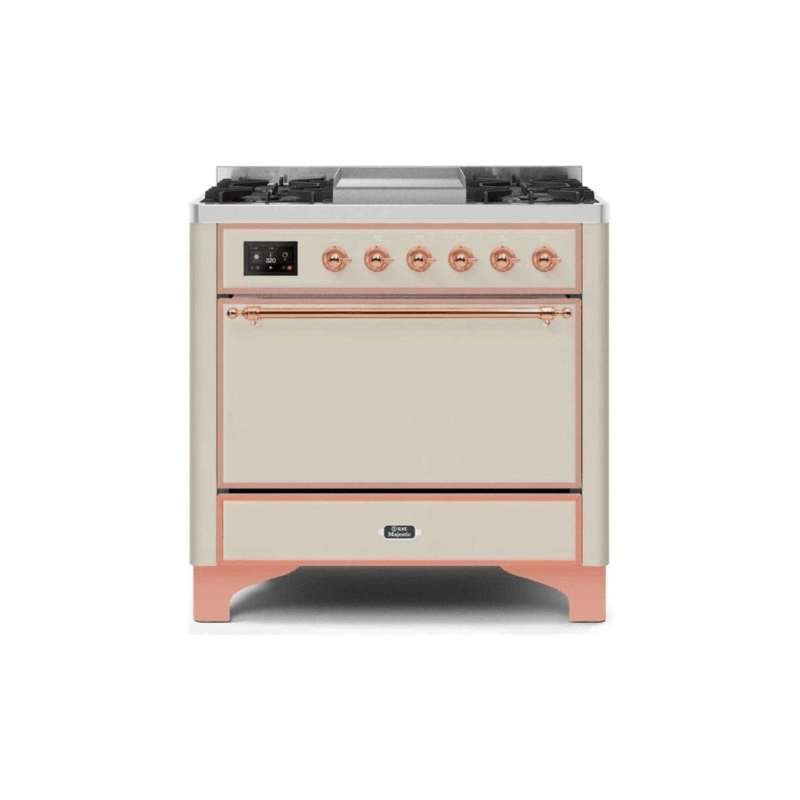 ILVE 36 Inch Majestic II Series Natural/ Propane Gas Burner and Electric Oven Range with 6 Sealed Burners - UM09FDQNS3