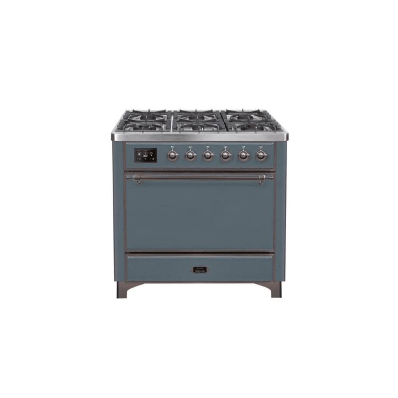 ILVE 36 Inch Majestic II Series Natural/ Propane Gas Burner and Electric Oven Range with 6 Sealed Burners - UM09FDQNS3