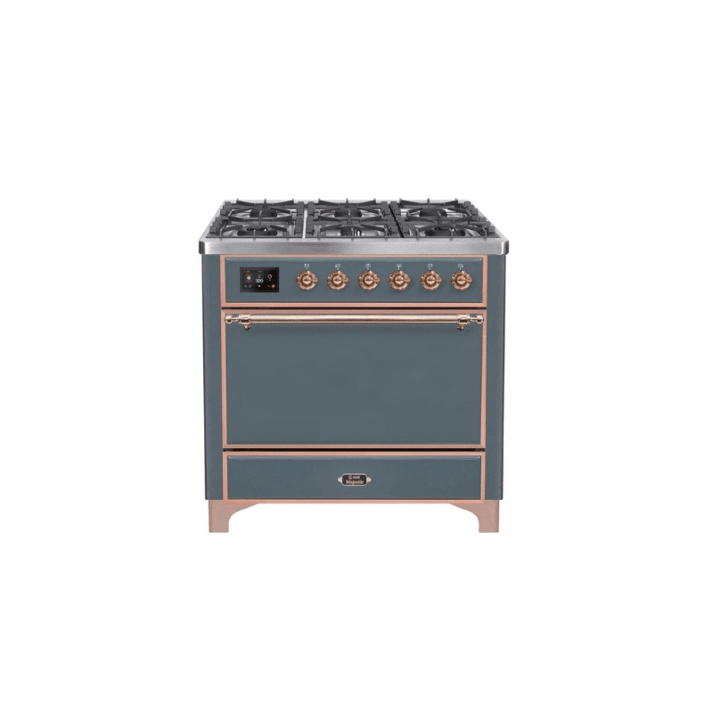 ILVE 36 Inch Majestic II Series Natural/ Propane Gas Burner and Electric Oven Range with 6 Sealed Burners - UM09FDQNS3