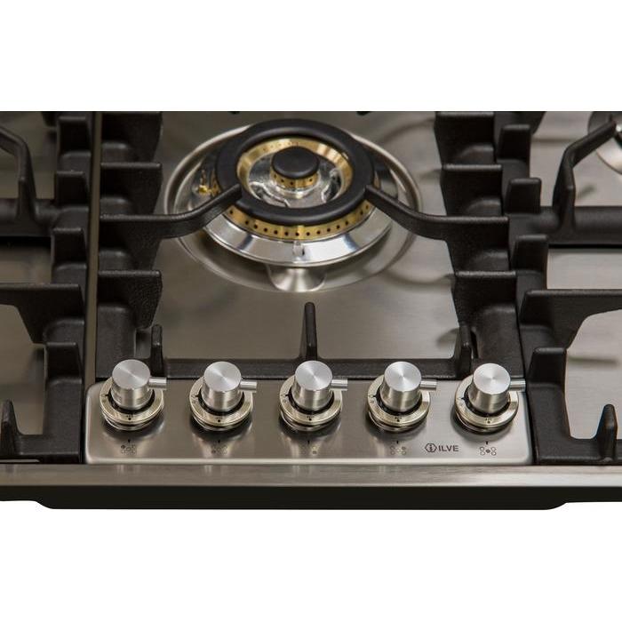 ILVE 36 Inch Stainless Steel Natural Gas/Propane Cooktop - UHP95CI