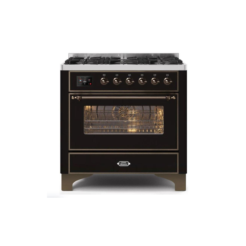 ILVE 36" Majestic II Series Dual Fuel Gas Range with 6 Burners with 3.5 cu. ft. Oven Capacity TFT Oven Control Display - UM096DNS3