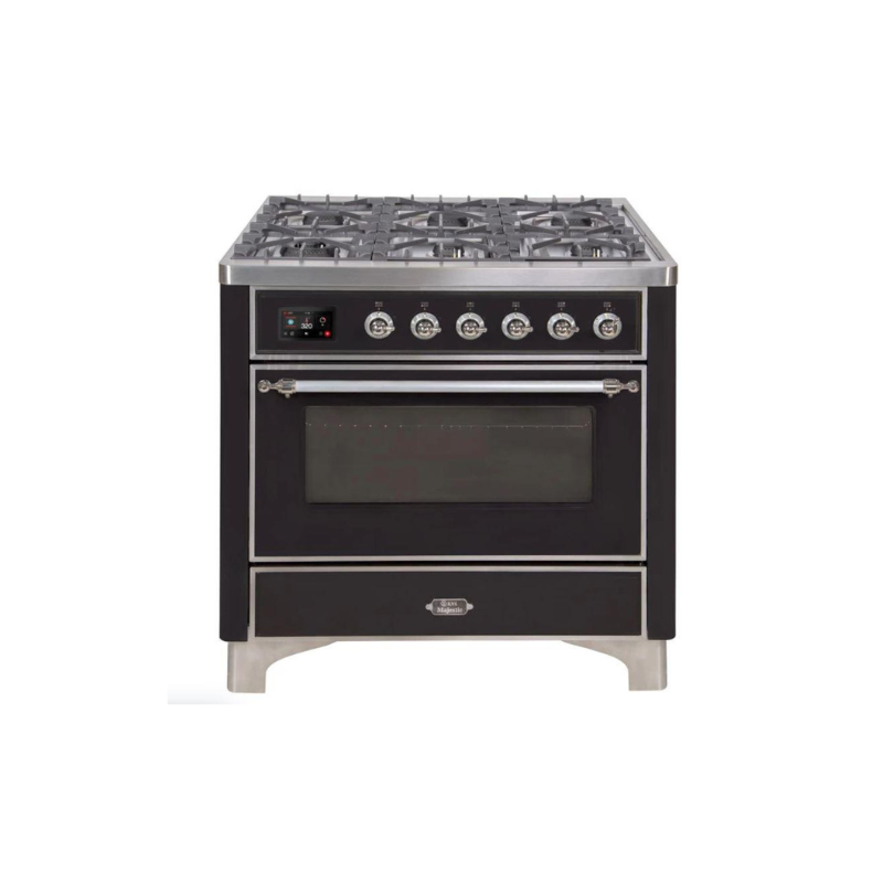 ILVE 36" Majestic II Series Dual Fuel Gas Range with 6 Burners with 3.5 cu. ft. Oven Capacity TFT Oven Control Display - UM096DNS3