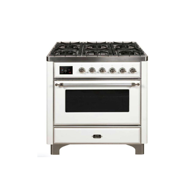 ILVE 36" Majestic II Series Dual Fuel Gas Range with 6 Burners with 3.5 cu. ft. Oven Capacity TFT Oven Control Display - UM096DNS3