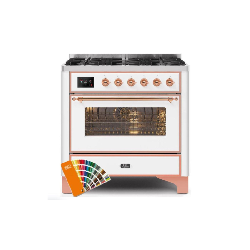 ILVE 36" Majestic II Series Dual Fuel Gas Range with 6 Burners with 3.5 cu. ft. Oven Capacity TFT Oven Control Display - UM096DNS3