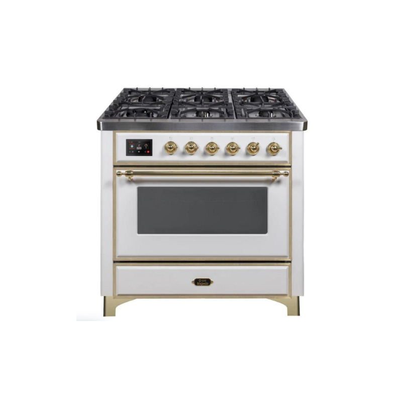 ILVE 36" Majestic II Series Dual Fuel Gas Range with 6 Burners with 3.5 cu. ft. Oven Capacity TFT Oven Control Display - UM096DNS3