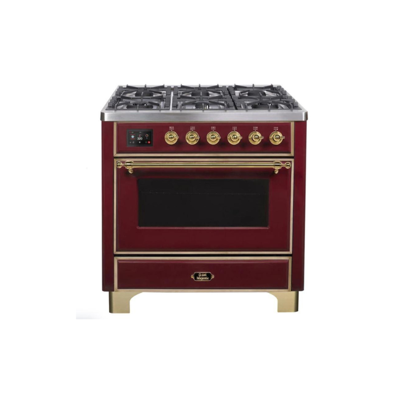 ILVE 36" Majestic II Series Dual Fuel Gas Range with 6 Burners with 3.5 cu. ft. Oven Capacity TFT Oven Control Display - UM096DNS3