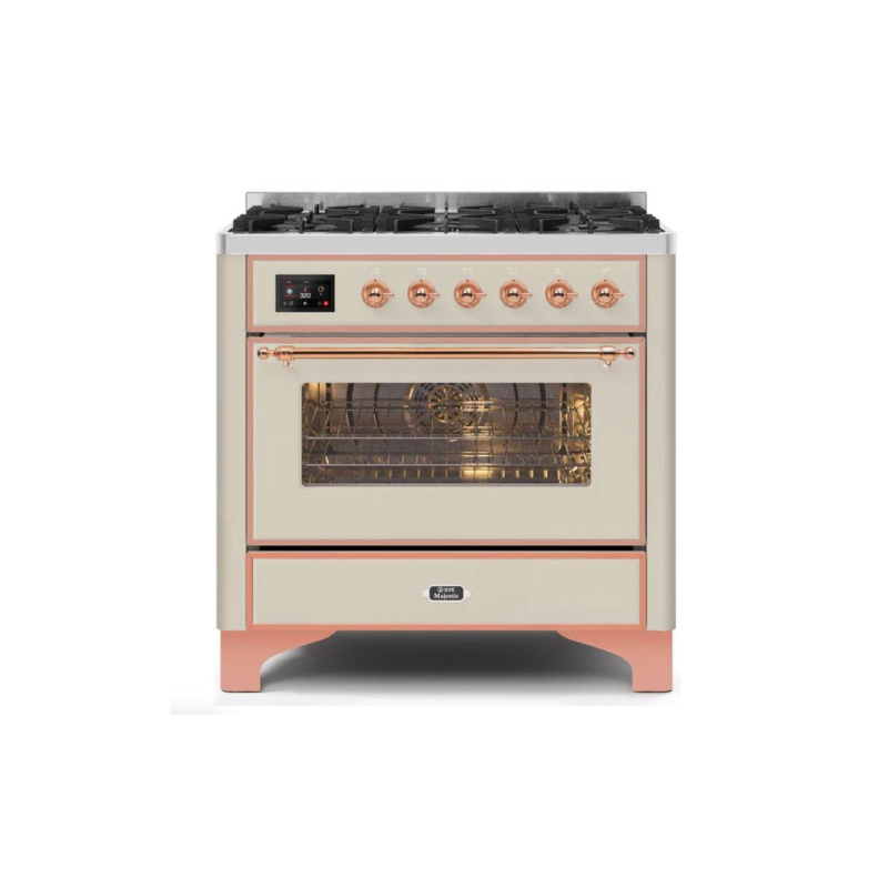 ILVE 36" Majestic II Series Dual Fuel Gas Range with 6 Burners with 3.5 cu. ft. Oven Capacity TFT Oven Control Display - UM096DNS3