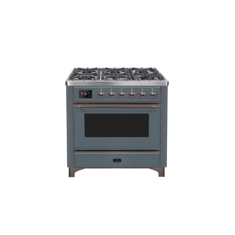 ILVE 36" Majestic II Series Dual Fuel Gas Range with 6 Burners with 3.5 cu. ft. Oven Capacity TFT Oven Control Display - UM096DNS3