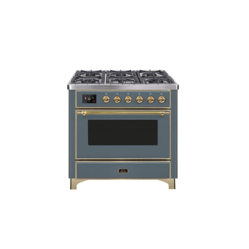 ILVE 36" Majestic II Series Dual Fuel Gas Range with 6 Burners with 3.5 cu. ft. Oven Capacity TFT Oven Control Display - UM096DNS3