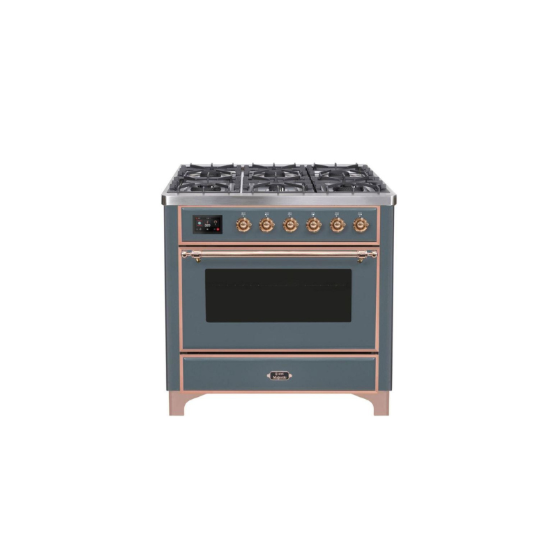 ILVE 36" Majestic II Series Dual Fuel Gas Range with 6 Burners with 3.5 cu. ft. Oven Capacity TFT Oven Control Display - UM096DNS3