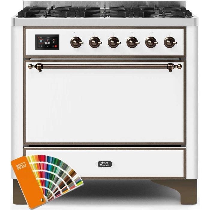 ILVE 36 Inch Majestic II Series Dual Fuel Range Gas/Propane with 6 Sealed Burners - UM096DQNS3