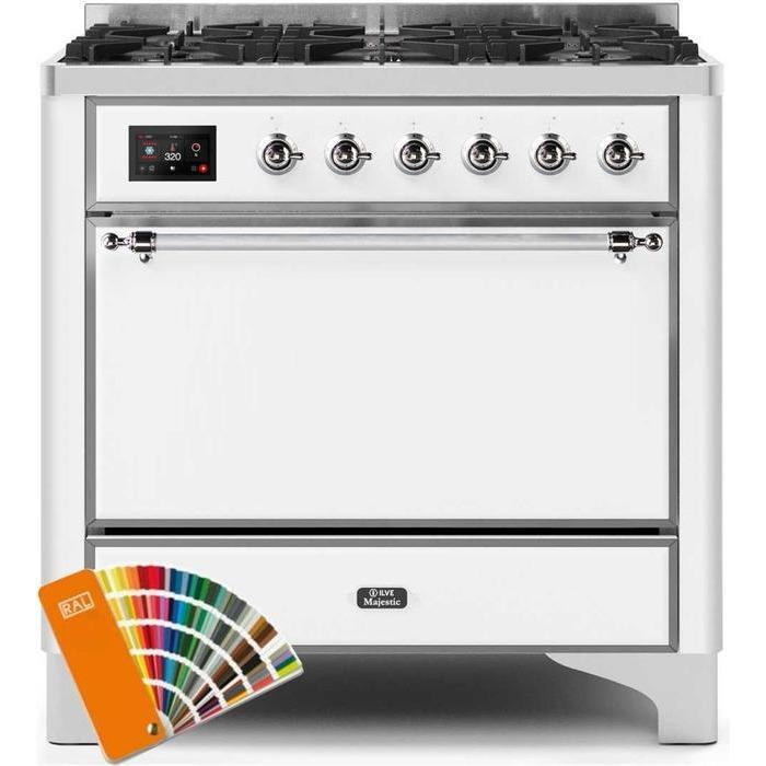 ILVE 36 Inch Majestic II Series Dual Fuel Range Gas/Propane with 6 Sealed Burners - UM096DQNS3