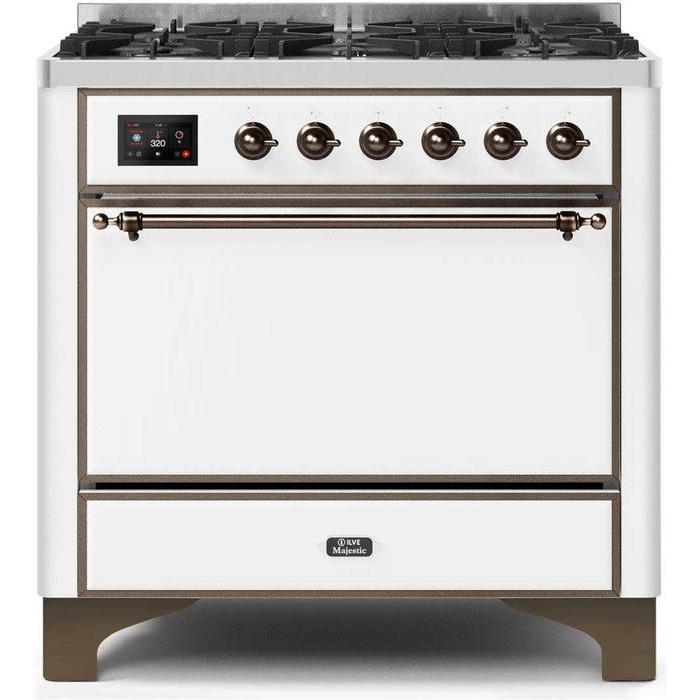 ILVE 36 Inch Majestic II Series Dual Fuel Range Gas/Propane with 6 Sealed Burners - UM096DQNS3