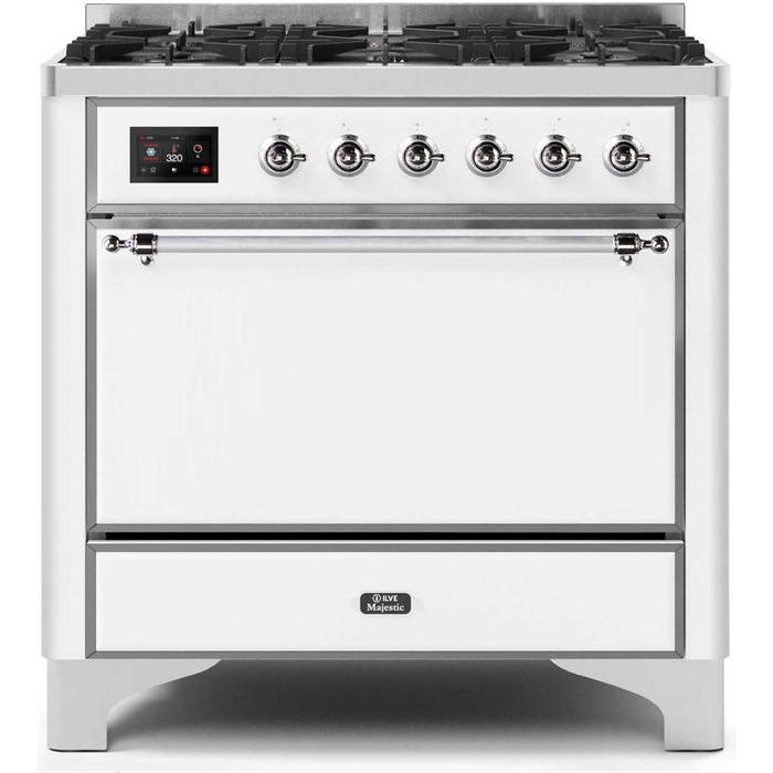 ILVE 36 Inch Majestic II Series Dual Fuel Range Gas/Propane with 6 Sealed Burners - UM096DQNS3