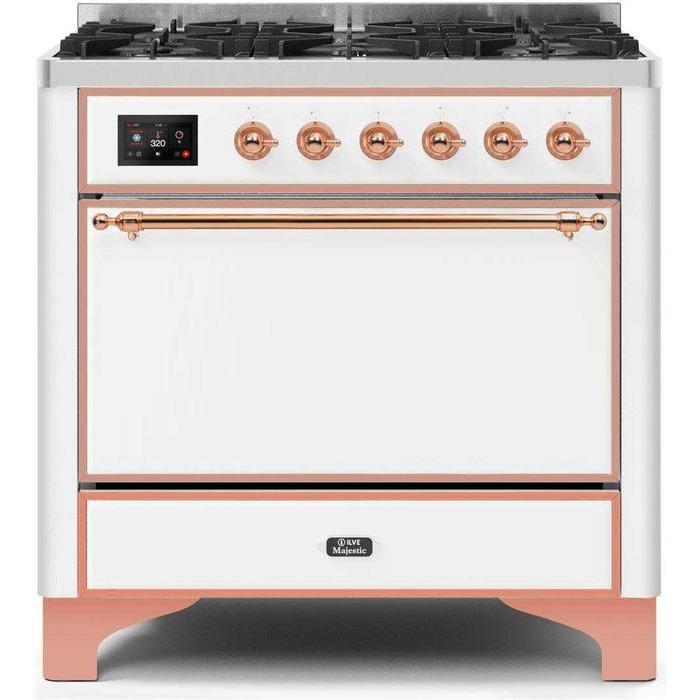 ILVE 36 Inch Majestic II Series Dual Fuel Range Gas/Propane with 6 Sealed Burners - UM096DQNS3