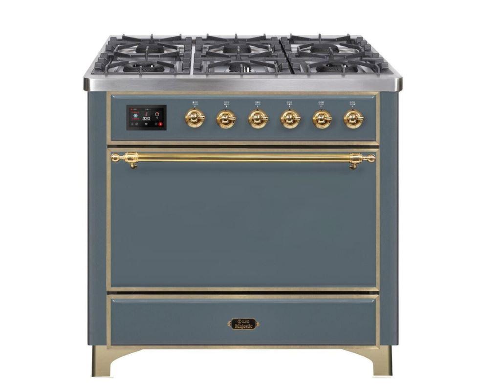 ILVE 36 Inch Majestic II Series Dual Fuel Range Gas/Propane with 6 Sealed Burners - UM096DQNS3
