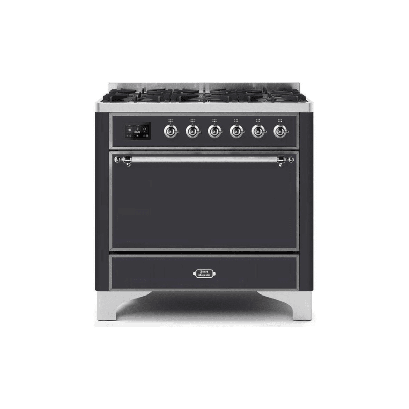 ILVE 36 Inch Majestic II Series Dual Fuel Range Gas/Propane with 6 Sealed Burners - UM096DQNS3