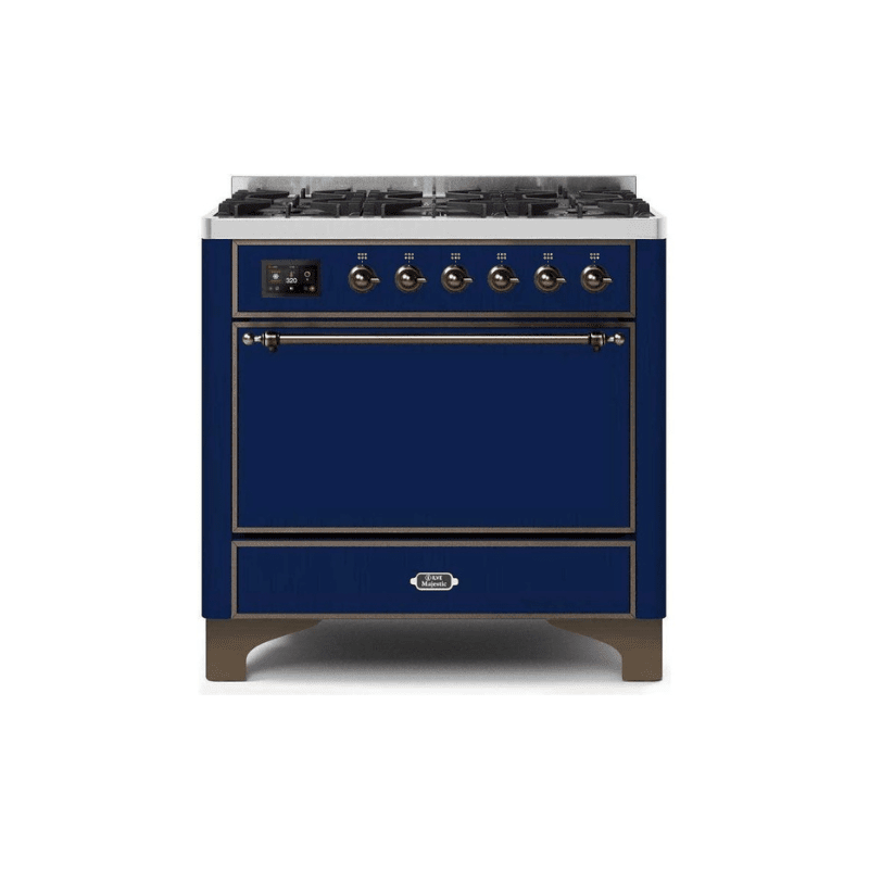 ILVE 36 Inch Majestic II Series Dual Fuel Range Gas/Propane with 6 Sealed Burners - UM096DQNS3