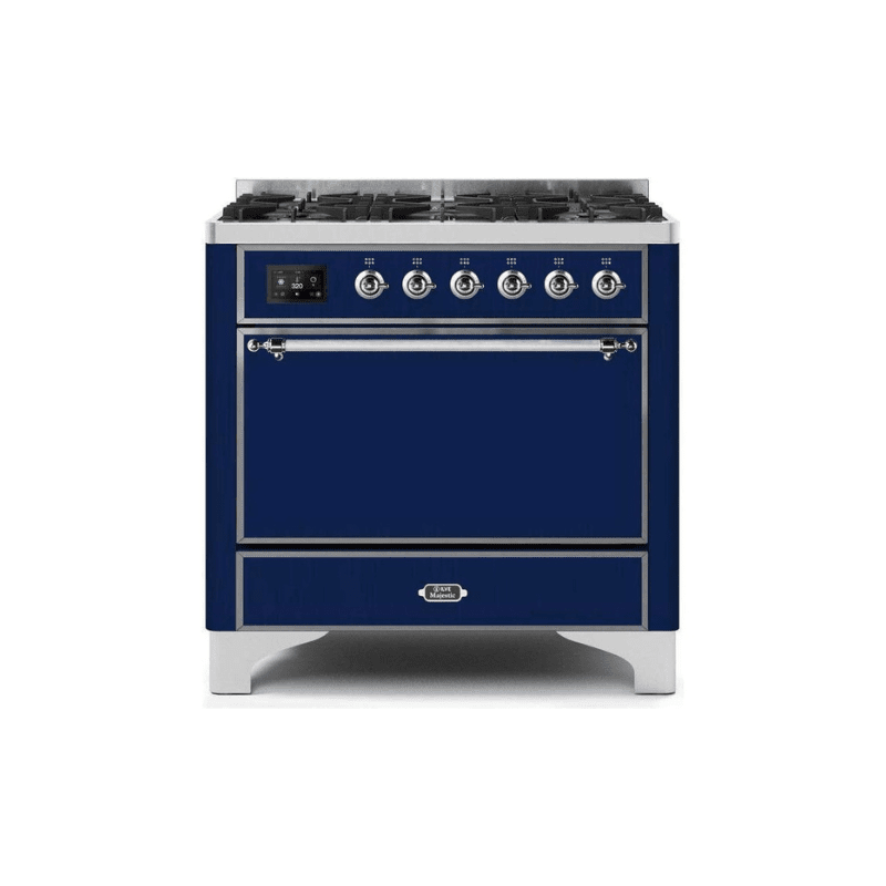 ILVE 36 Inch Majestic II Series Dual Fuel Range Gas/Propane with 6 Sealed Burners - UM096DQNS3