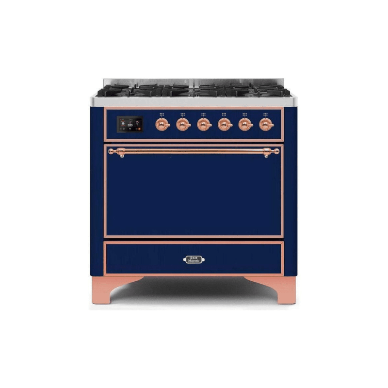 ILVE 36 Inch Majestic II Series Dual Fuel Range Gas/Propane with 6 Sealed Burners - UM096DQNS3