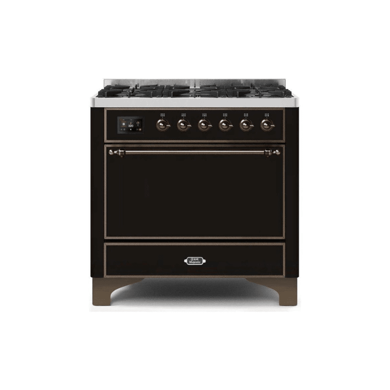 ILVE 36 Inch Majestic II Series Dual Fuel Range Gas/Propane with 6 Sealed Burners - UM096DQNS3