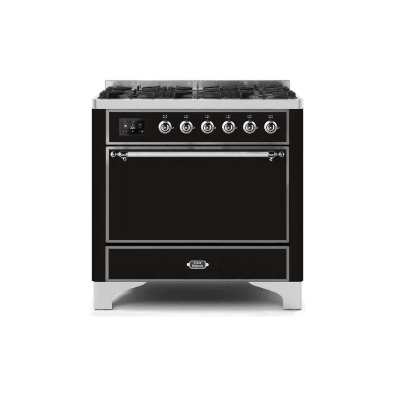 ILVE 36 Inch Majestic II Series Dual Fuel Range Gas/Propane with 6 Sealed Burners - UM096DQNS3