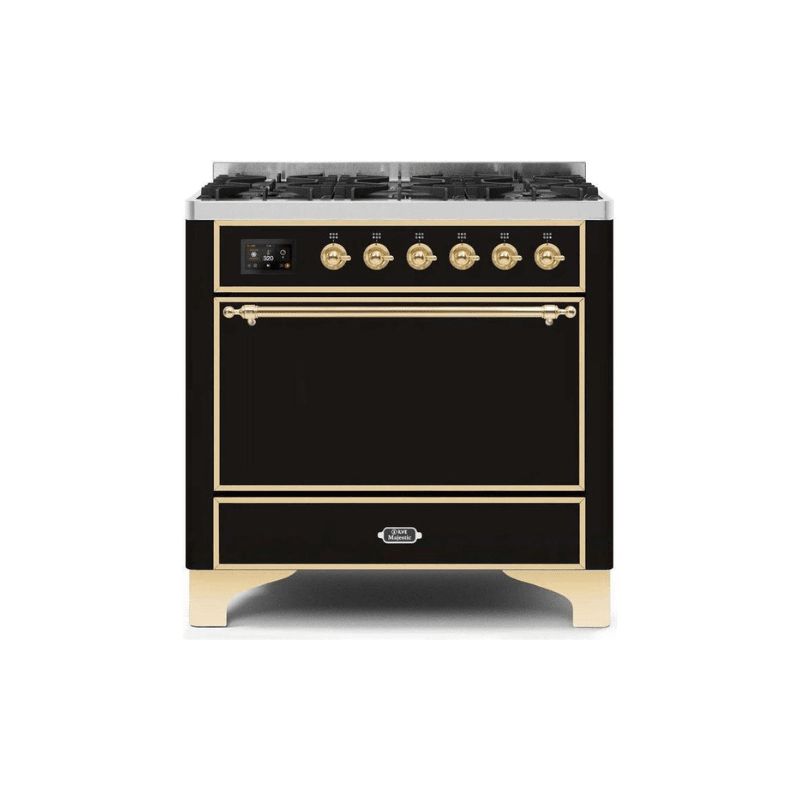 ILVE 36 Inch Majestic II Series Dual Fuel Range Gas/Propane with 6 Sealed Burners - UM096DQNS3