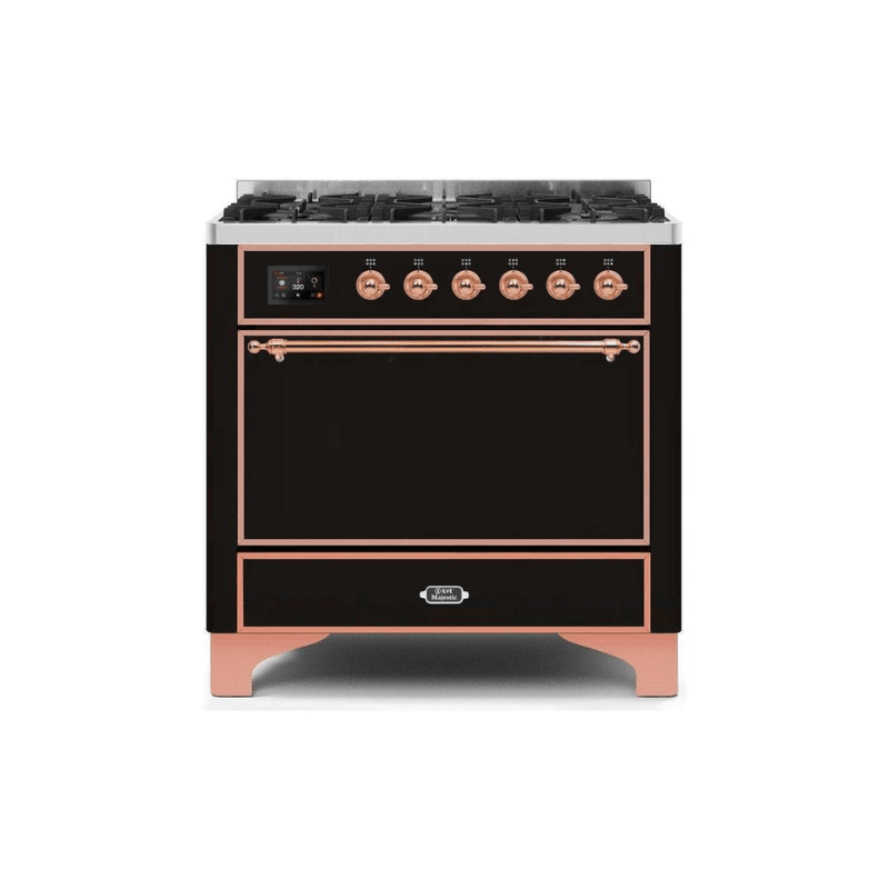 ILVE 36 Inch Majestic II Series Dual Fuel Range Gas/Propane with 6 Sealed Burners - UM096DQNS3