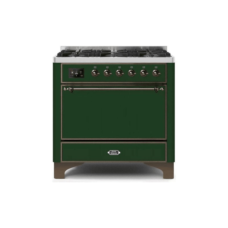 ILVE 36 Inch Majestic II Series Dual Fuel Range Gas/Propane with 6 Sealed Burners - UM096DQNS3