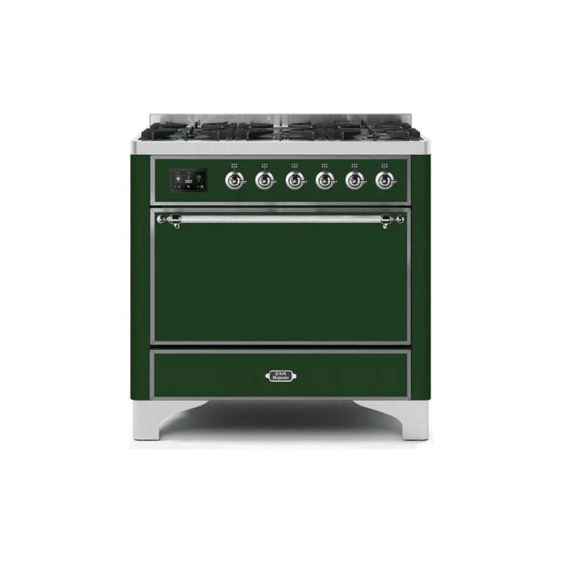 ILVE 36 Inch Majestic II Series Dual Fuel Range Gas/Propane with 6 Sealed Burners - UM096DQNS3