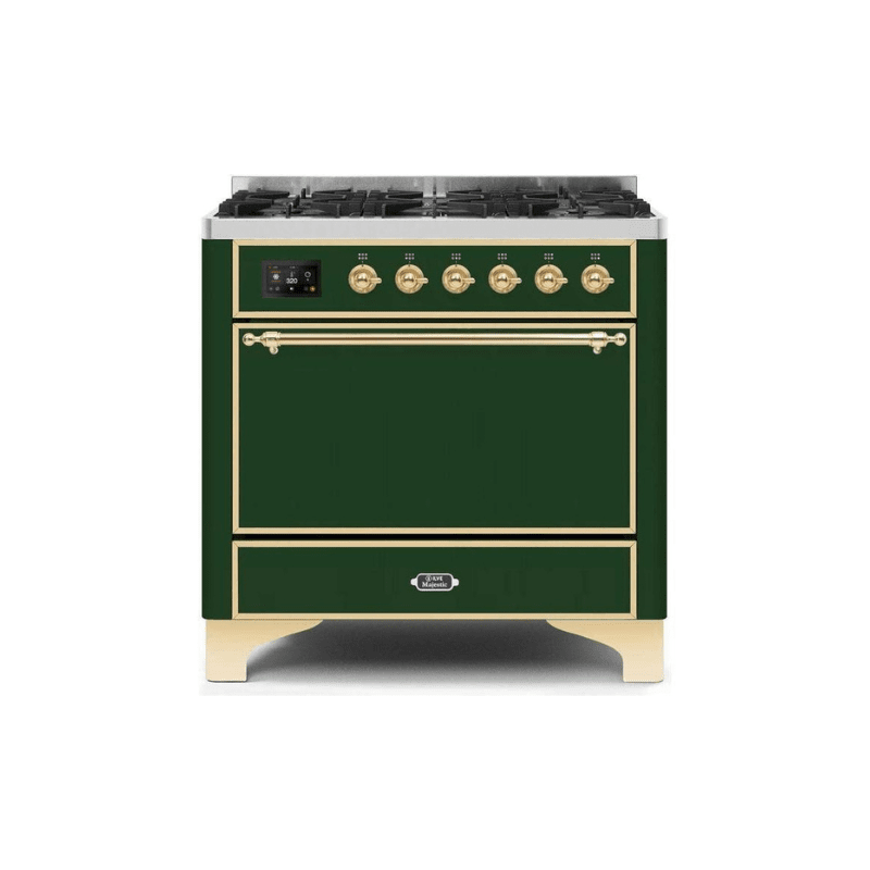 ILVE 36 Inch Majestic II Series Dual Fuel Range Gas/Propane with 6 Sealed Burners - UM096DQNS3