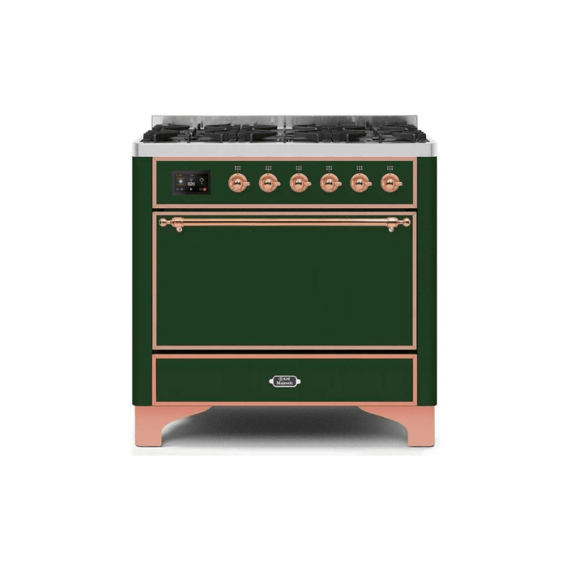 ILVE 36 Inch Majestic II Series Dual Fuel Range Gas/Propane with 6 Sealed Burners - UM096DQNS3