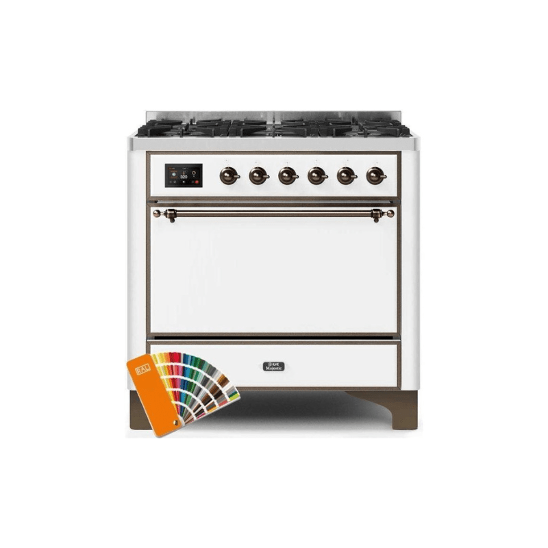 ILVE 36 Inch Majestic II Series Dual Fuel Range Gas/Propane with 6 Sealed Burners - UM096DQNS3