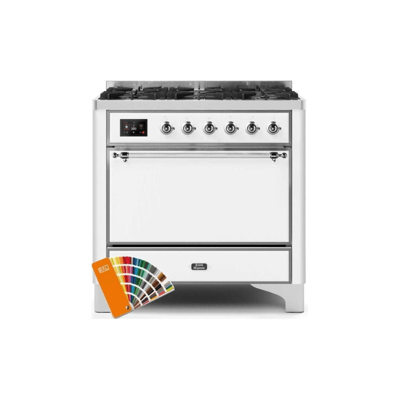 ILVE 36 Inch Majestic II Series Dual Fuel Range Gas/Propane with 6 Sealed Burners - UM096DQNS3