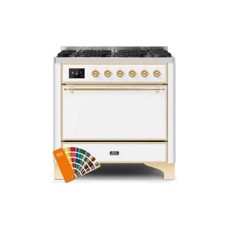 ILVE 36 Inch Majestic II Series Dual Fuel Range Gas/Propane with 6 Sealed Burners - UM096DQNS3