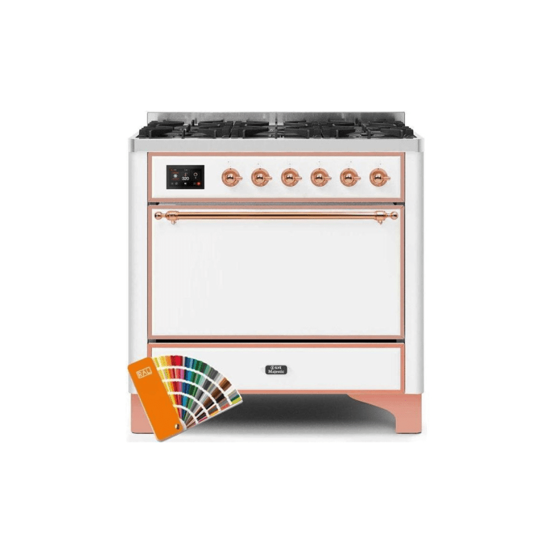 ILVE 36 Inch Majestic II Series Dual Fuel Range Gas/Propane with 6 Sealed Burners - UM096DQNS3