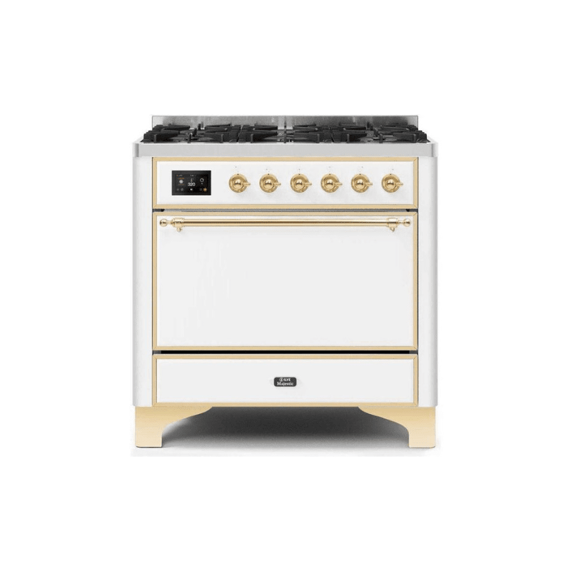 ILVE 36 Inch Majestic II Series Dual Fuel Range Gas/Propane with 6 Sealed Burners - UM096DQNS3