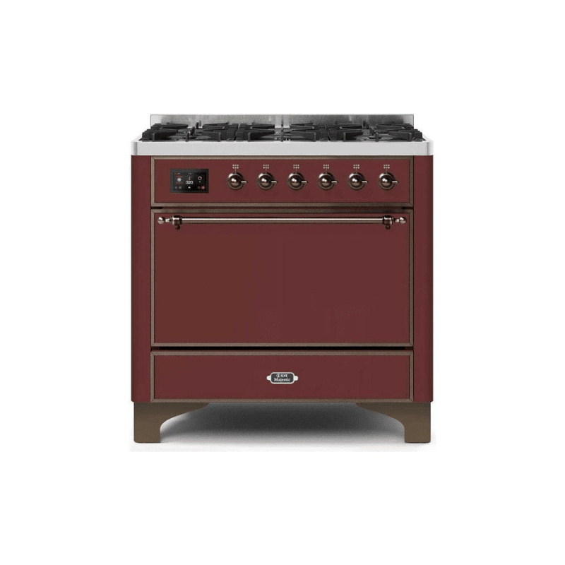 ILVE 36 Inch Majestic II Series Dual Fuel Range Gas/Propane with 6 Sealed Burners - UM096DQNS3